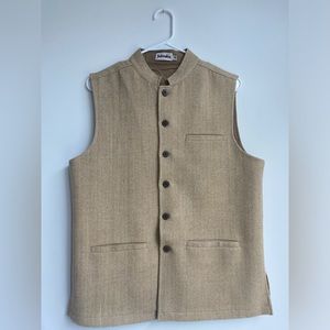 Fabindia Camel Wool Woven Vest Size 36